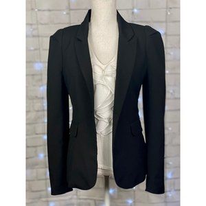 Long Sleeve Puff Shoulder Black Blazer